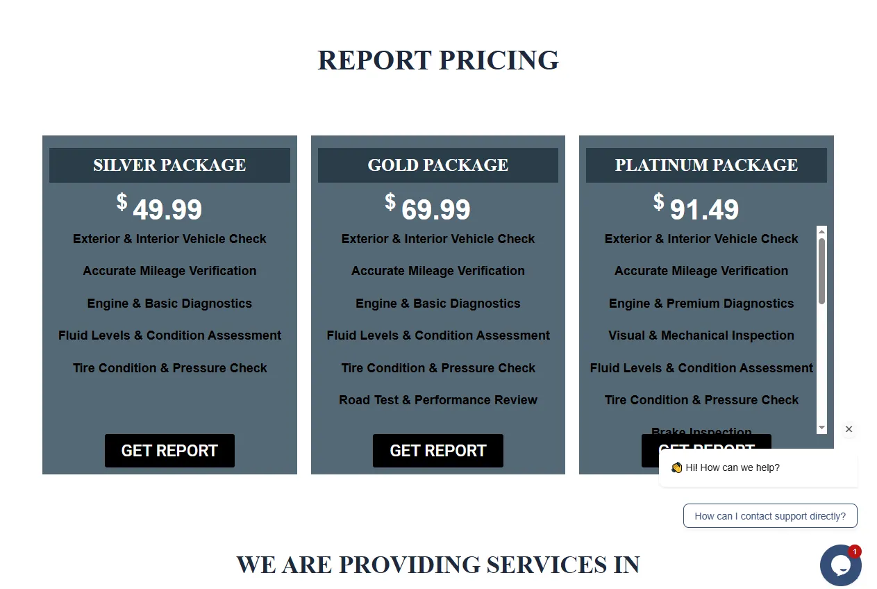 Detailed vehicle report layout of GetVinInfo VIN decoder website project by Abdul Samad